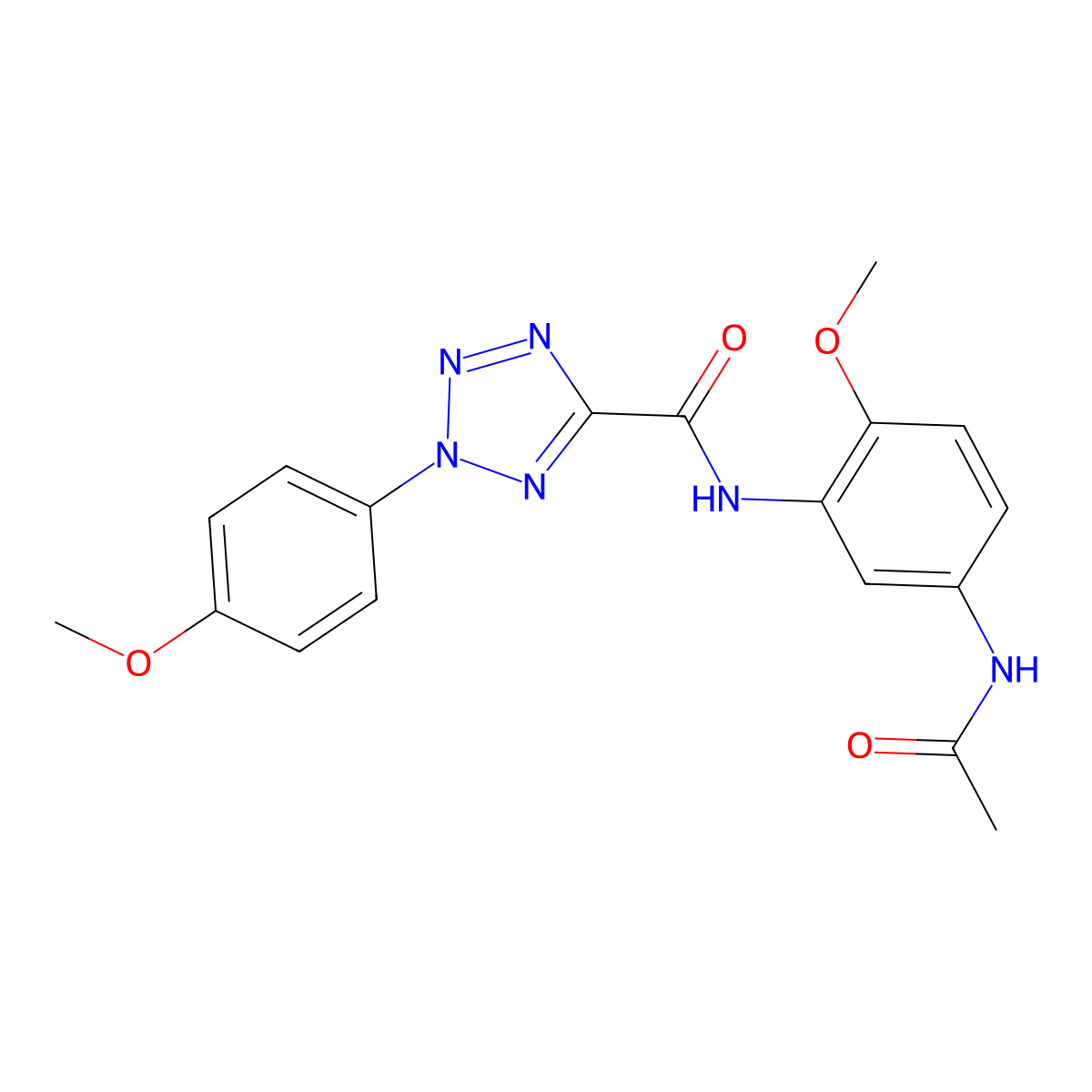 N-(5-acetamido-2-methoxyphenyl)-2-(4-methoxyphenyl)-2H-tetrazole-5-carboxamide molecular structure, CAS 1396843-54-1