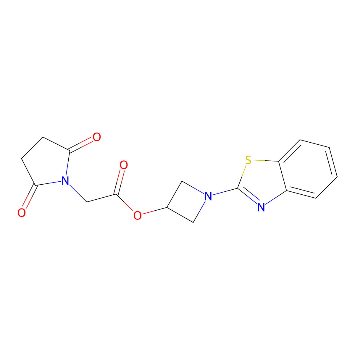 1-(Benzo[d]thiazol-2-yl)azetidin-3-yl 2-(2,5-dioxopyrrolidin-1-yl)acetate molecular structure, CAS 1396843-57-4
