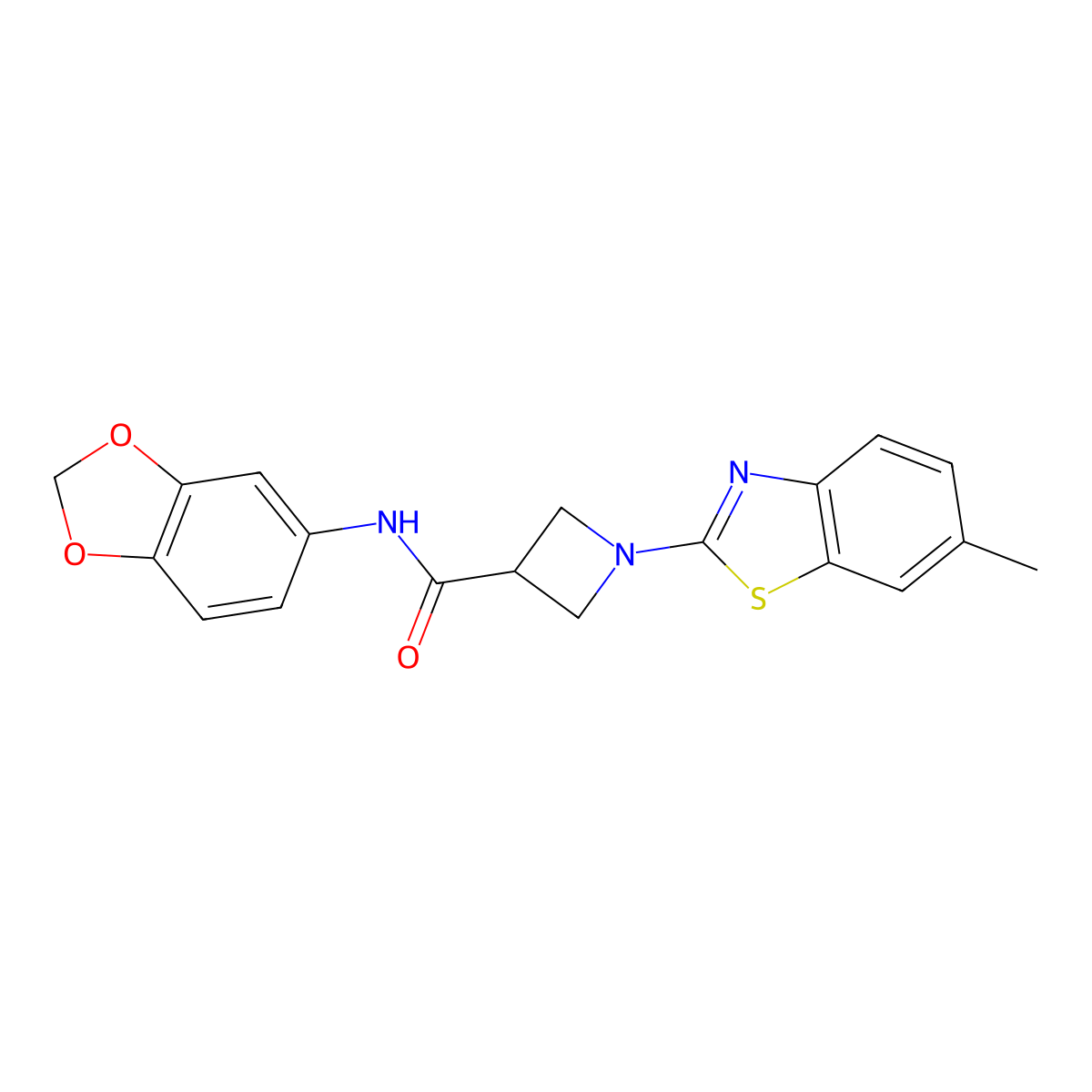 N-(benzo[d][1,3]dioxol-5-yl)-1-(6-methylbenzo[d]thiazol-2-yl)azetidine-3-carboxamide molecular structure, CAS 1396843-59-6