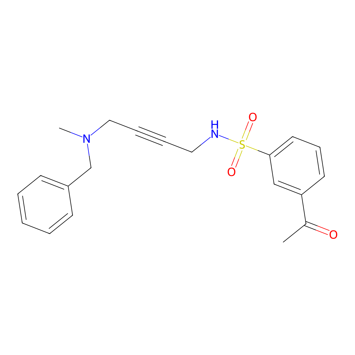 3-acetyl-N-(4-(benzyl(methyl)amino)but-2-yn-1-yl)benzenesulfonamide molecular structure, CAS 1396843-62-1