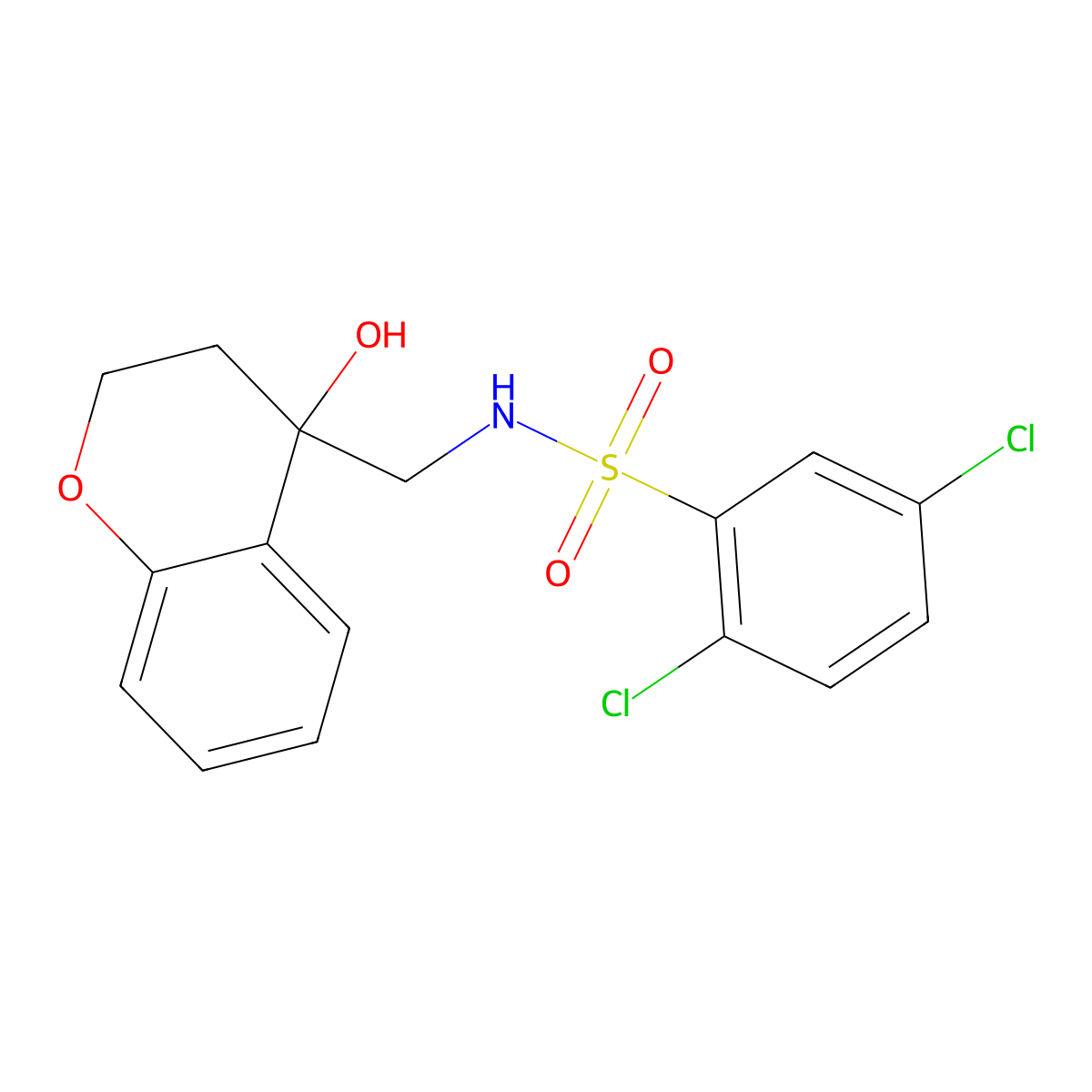 2,5-dichloro-N-((4-hydroxychroman-4-yl)methyl)benzenesulfonamide molecular structure, CAS 1396843-63-2