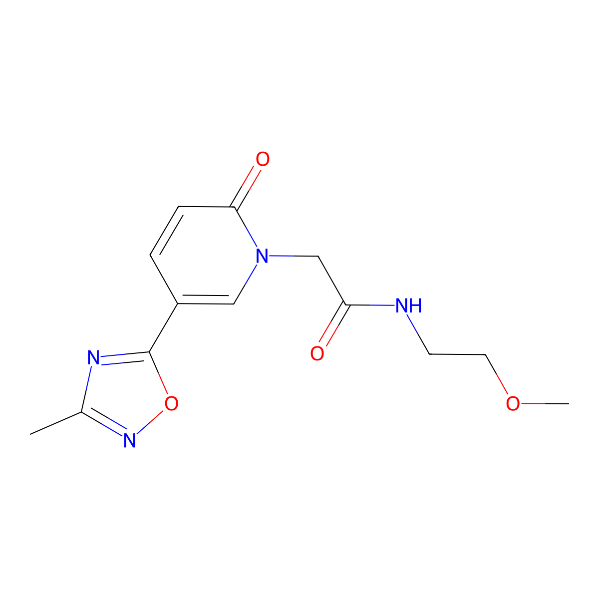 N-(2-methoxyethyl)-2-[5-(3-methyl-1,2,4-oxadiazol-5-yl)-2-oxopyridin-1(2H)-yl]acetamide molecular structure, CAS 1396843-65-4