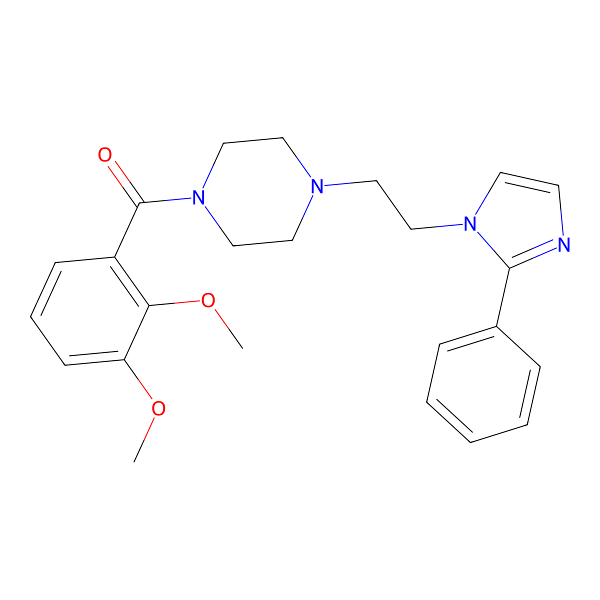 (2,3-dimethoxyphenyl)(4-(2-(2-phenyl-1H-imidazol-1-yl)ethyl)piperazin-1-yl)methanone molecular structure, CAS 1396843-67-6