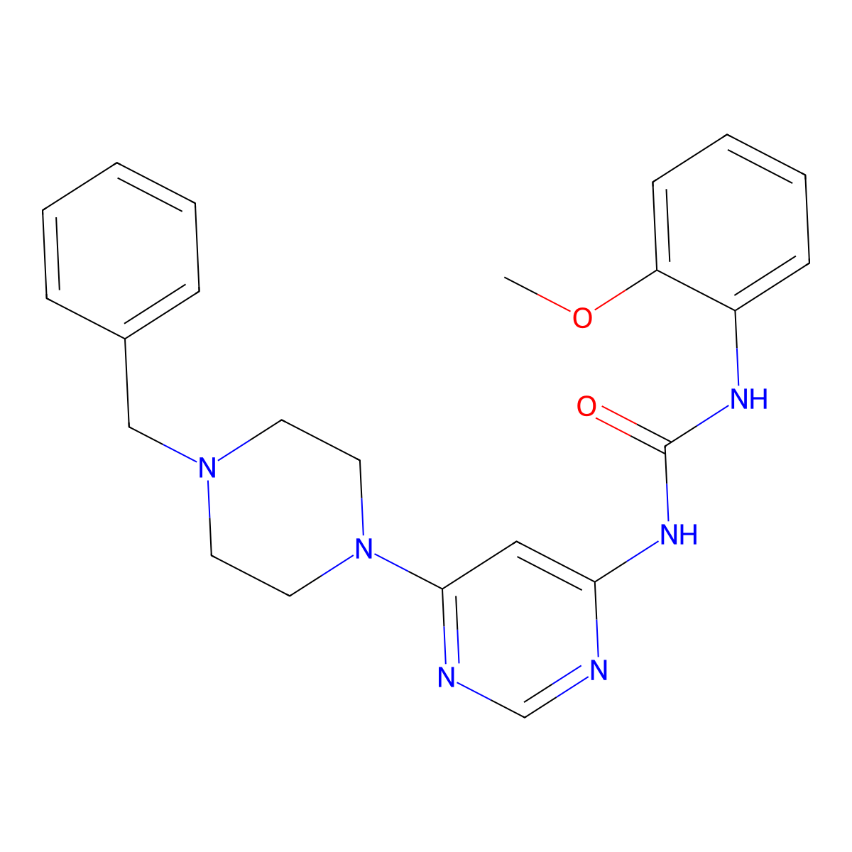 1-(6-(4-Benzylpiperazin-1-yl)pyrimidin-4-yl)-3-(2-methoxyphenyl)urea molecular structure, CAS 1396843-68-7