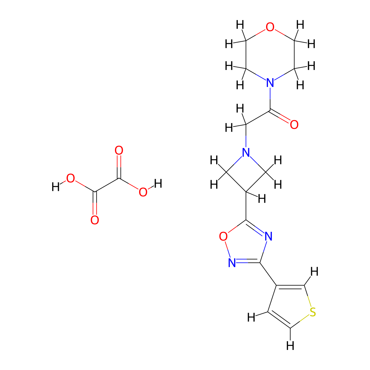 1-Morpholino-2-(3-(3-(thiophen-3-yl)-1,2,4-oxadiazol-5-yl)azetidin-1-yl)ethanone oxalate molecular structure, CAS 1396843-70-1