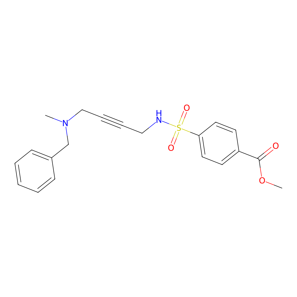 methyl 4-(N-(4-(benzyl(methyl)amino)but-2-yn-1-yl)sulfamoyl)benzoate molecular structure, CAS 1396843-72-3