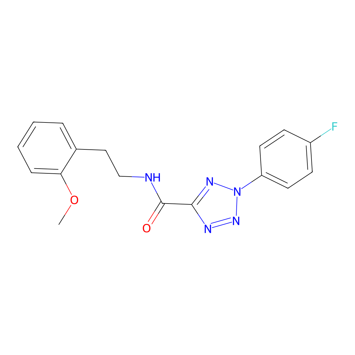 2-(4-fluorophenyl)-N-(2-methoxyphenethyl)-2H-tetrazole-5-carboxamide molecular structure, CAS 1396843-75-6