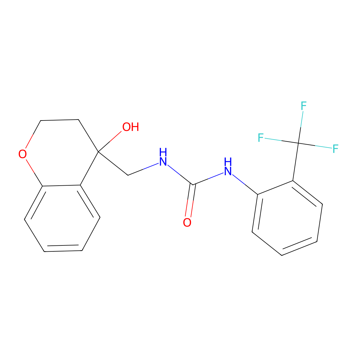 1-((4-Hydroxychroman-4-yl)methyl)-3-(2-(trifluoromethyl)phenyl)urea molecular structure, CAS 1396843-79-0