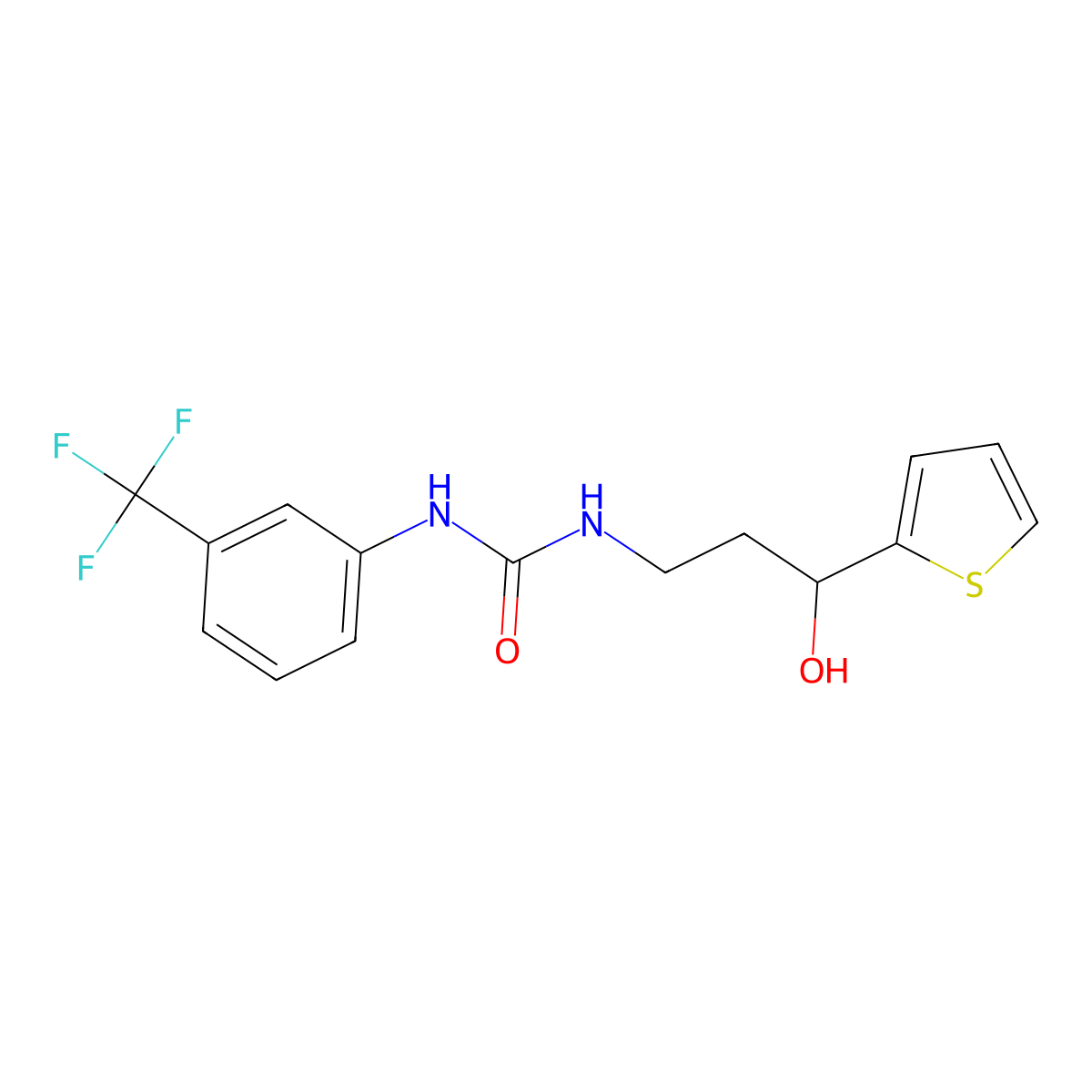 1-(3-Hydroxy-3-(thiophen-2-yl)propyl)-3-(3-(trifluoromethyl)phenyl)urea molecular structure, CAS 1396843-80-3