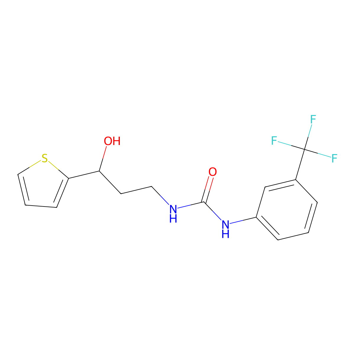 1-(3-Hydroxy-3-(thiophen-2-yl)propyl)-3-(3-(trifluoromethyl)phenyl)urea molecular structure, CAS 1396843-80-3