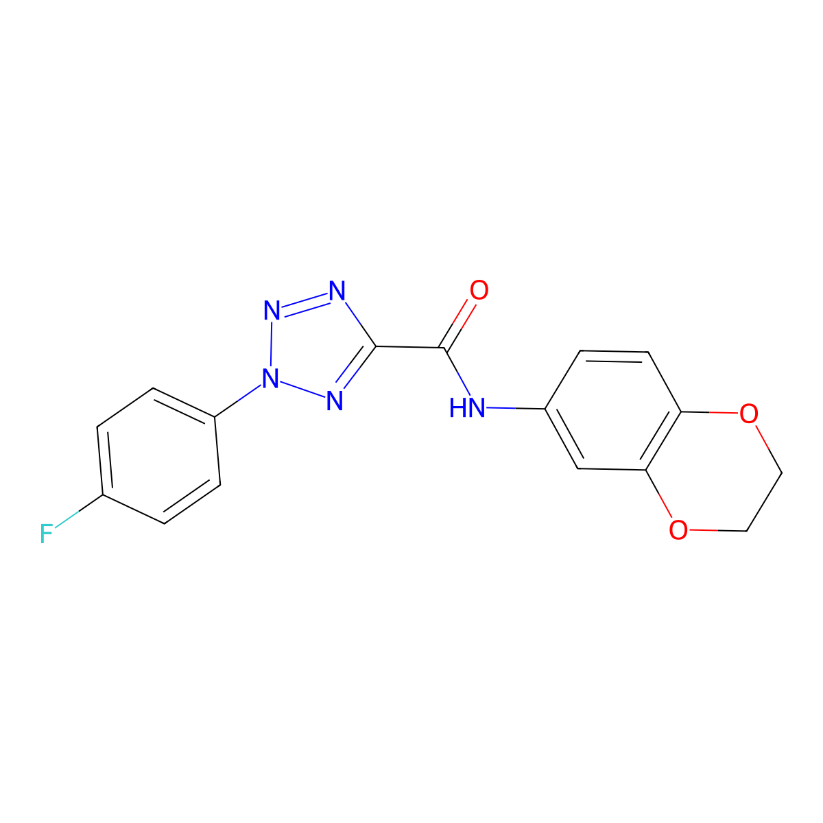 N-(2,3-dihydrobenzo[b][1,4]dioxin-6-yl)-2-(4-fluorophenyl)-2H-tetrazole-5-carboxamide molecular structure, CAS 1396843-81-4