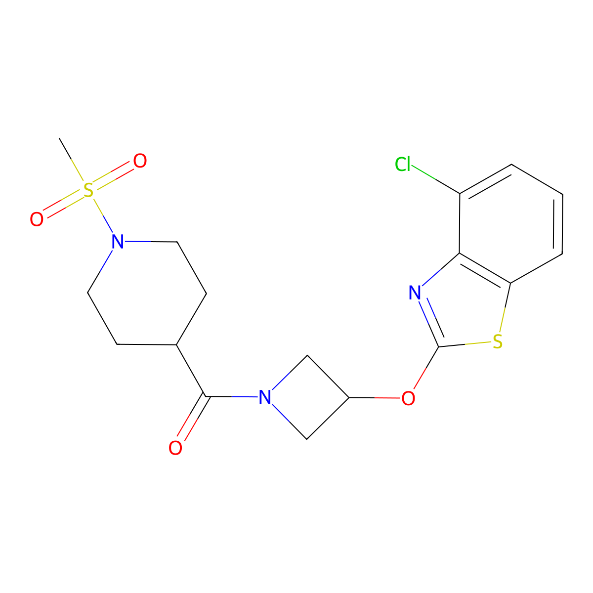 (3-((4-Chlorobenzo[d]thiazol-2-yl)oxy)azetidin-1-yl)(1-(methylsulfonyl)piperidin-4-yl)methanone molecular structure, CAS 1396843-89-2