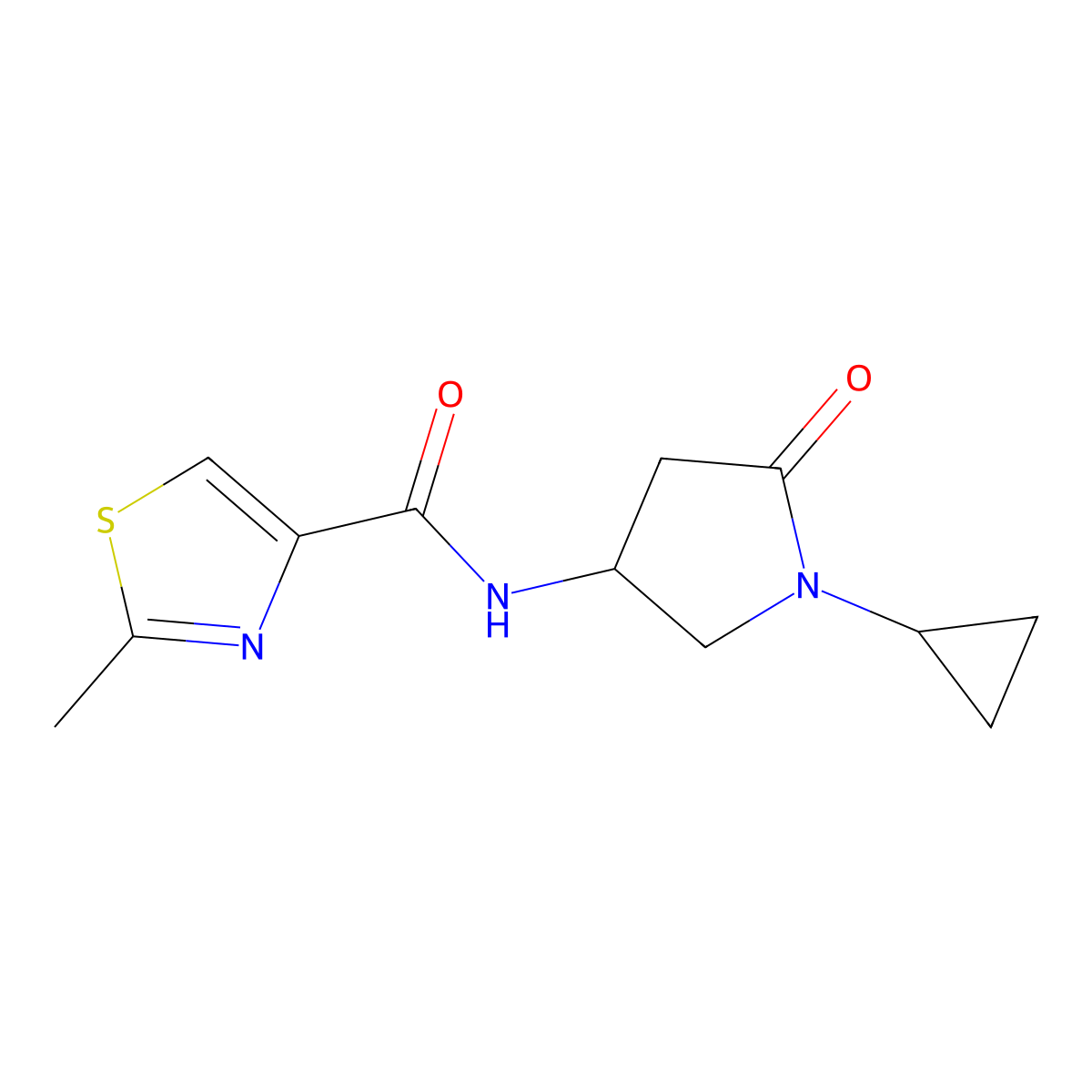 N-(1-cyclopropyl-5-oxopyrrolidin-3-yl)-2-methyl-1,3-thiazole-4-carboxamide molecular structure, CAS 1396843-94-9