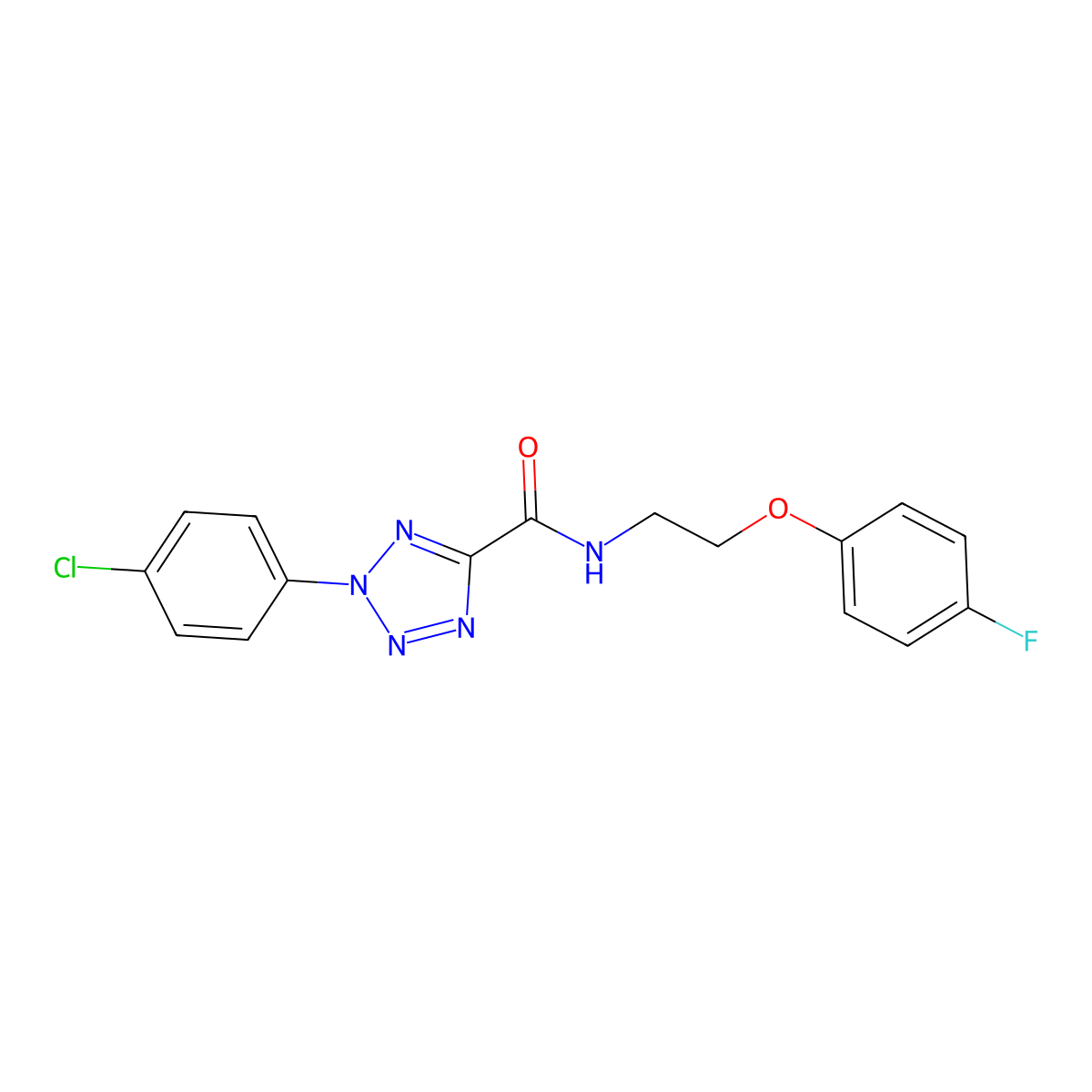 2-(4-chlorophenyl)-N-(2-(4-fluorophenoxy)ethyl)-2H-tetrazole-5-carboxamide molecular structure, CAS 1396843-96-1