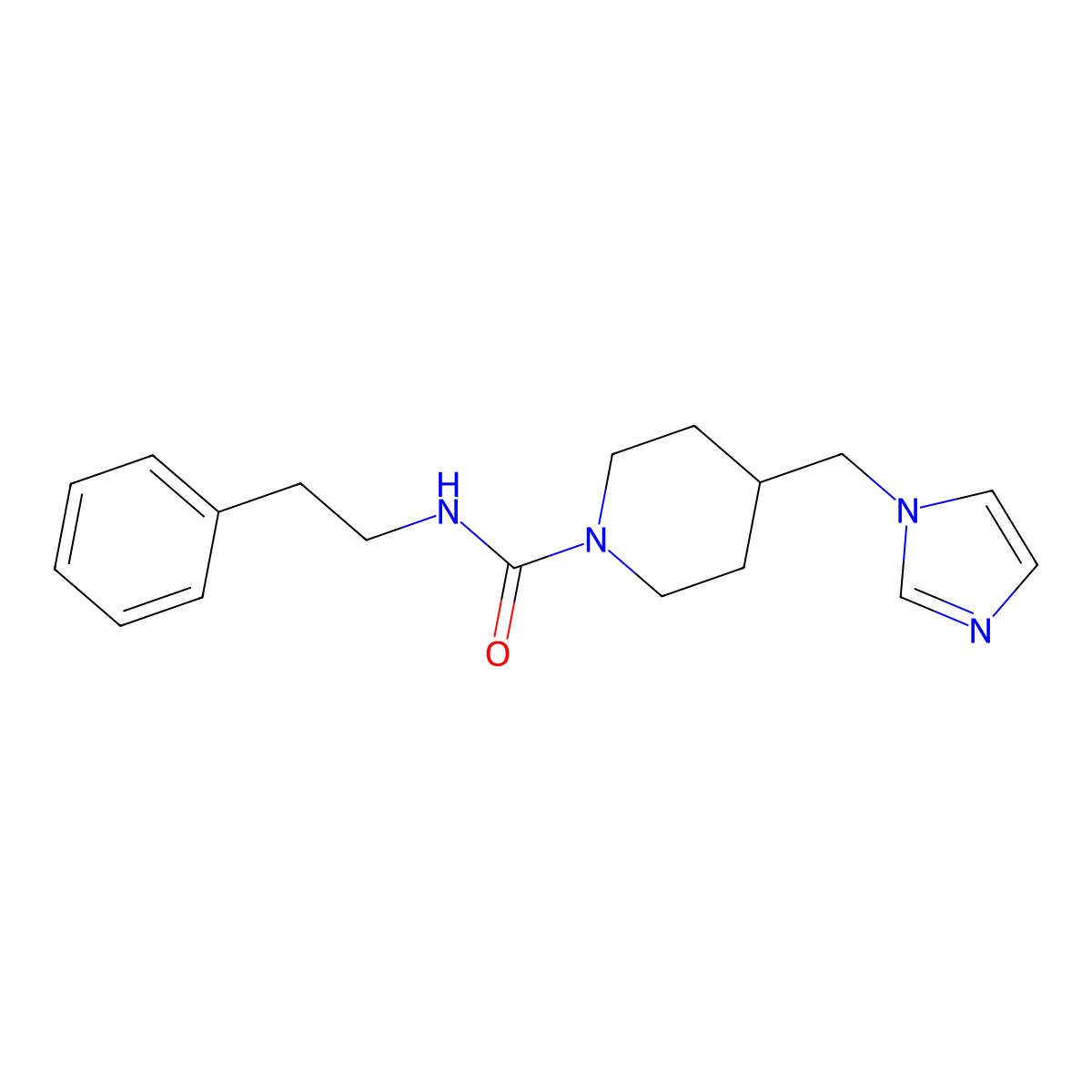 4-[(1H-imidazol-1-yl)methyl]-N-(2-phenylethyl)piperidine-1-carboxamide molecular structure, CAS 1396844-04-4