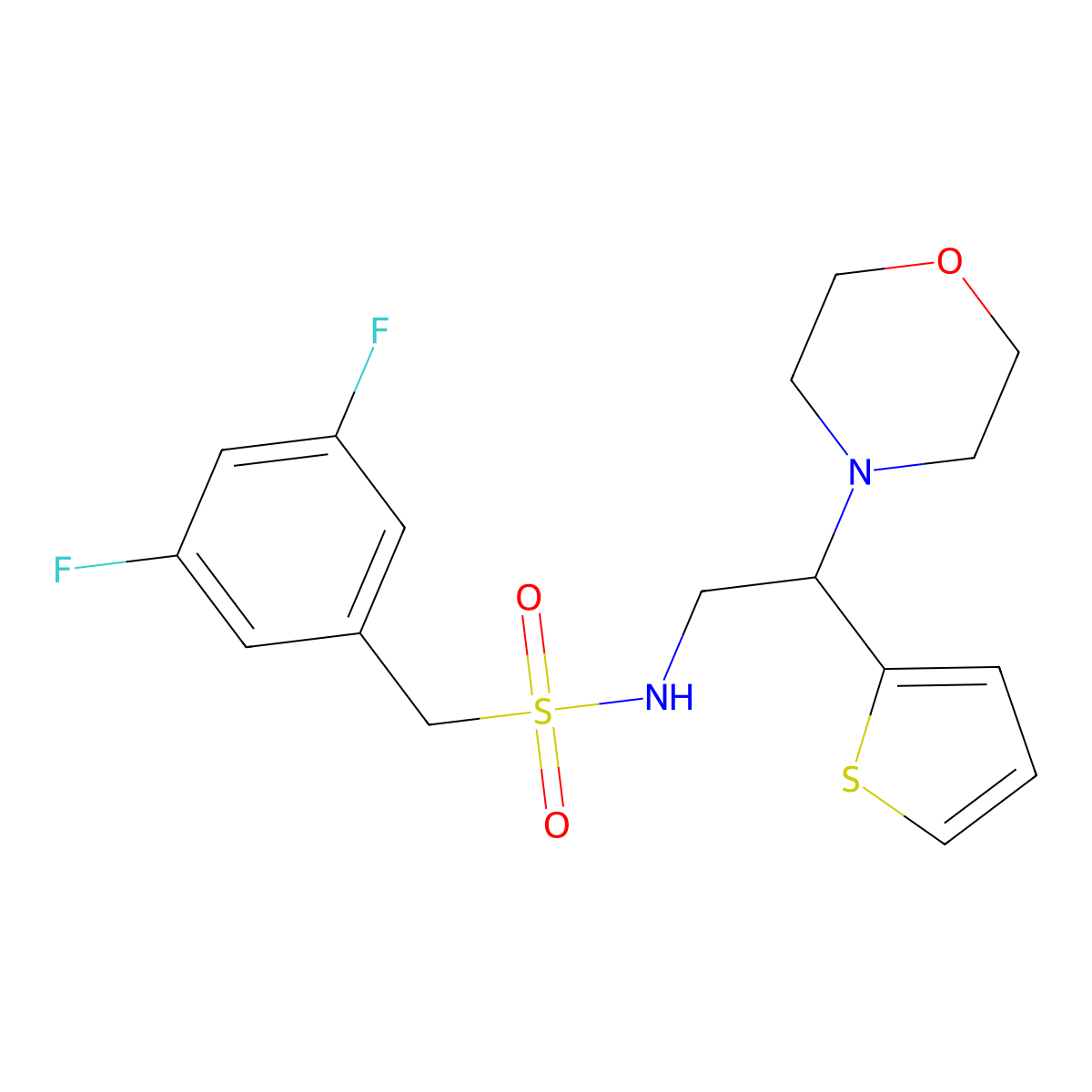 1-(3,5-difluorophenyl)-N-(2-morpholino-2-(thiophen-2-yl)ethyl)methanesulfonamide molecular structure, CAS 1396844-05-5