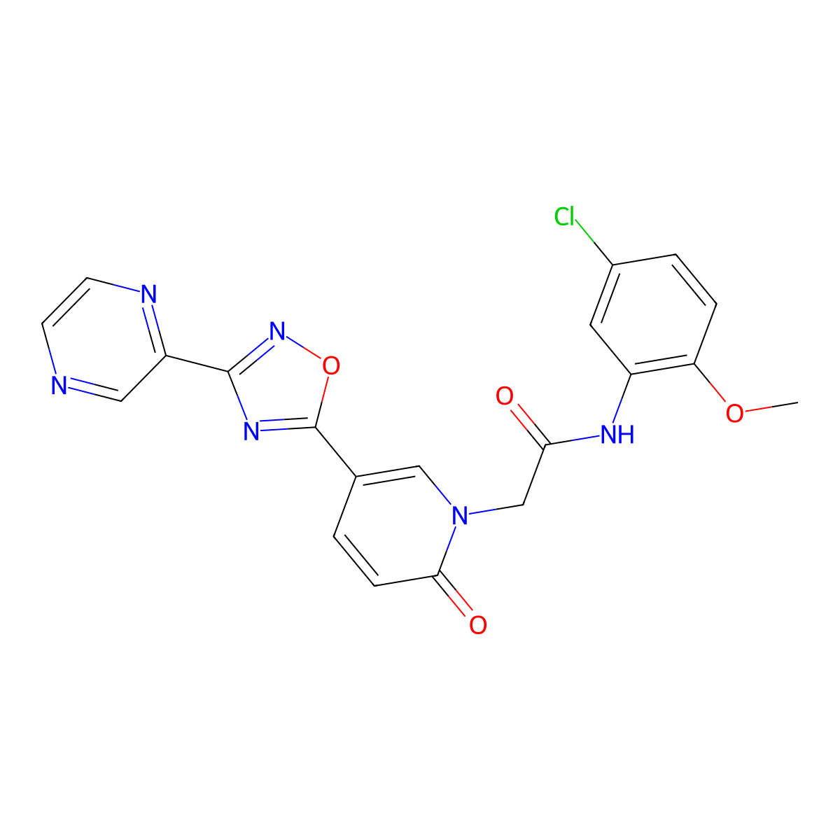 N-(5-chloro-2-methoxyphenyl)-2-(2-oxo-5-(3-(pyrazin-2-yl)-1,2,4-oxadiazol-5-yl)pyridin-1(2H)-yl)acetamide molecular structure, CAS 1396844-08-8