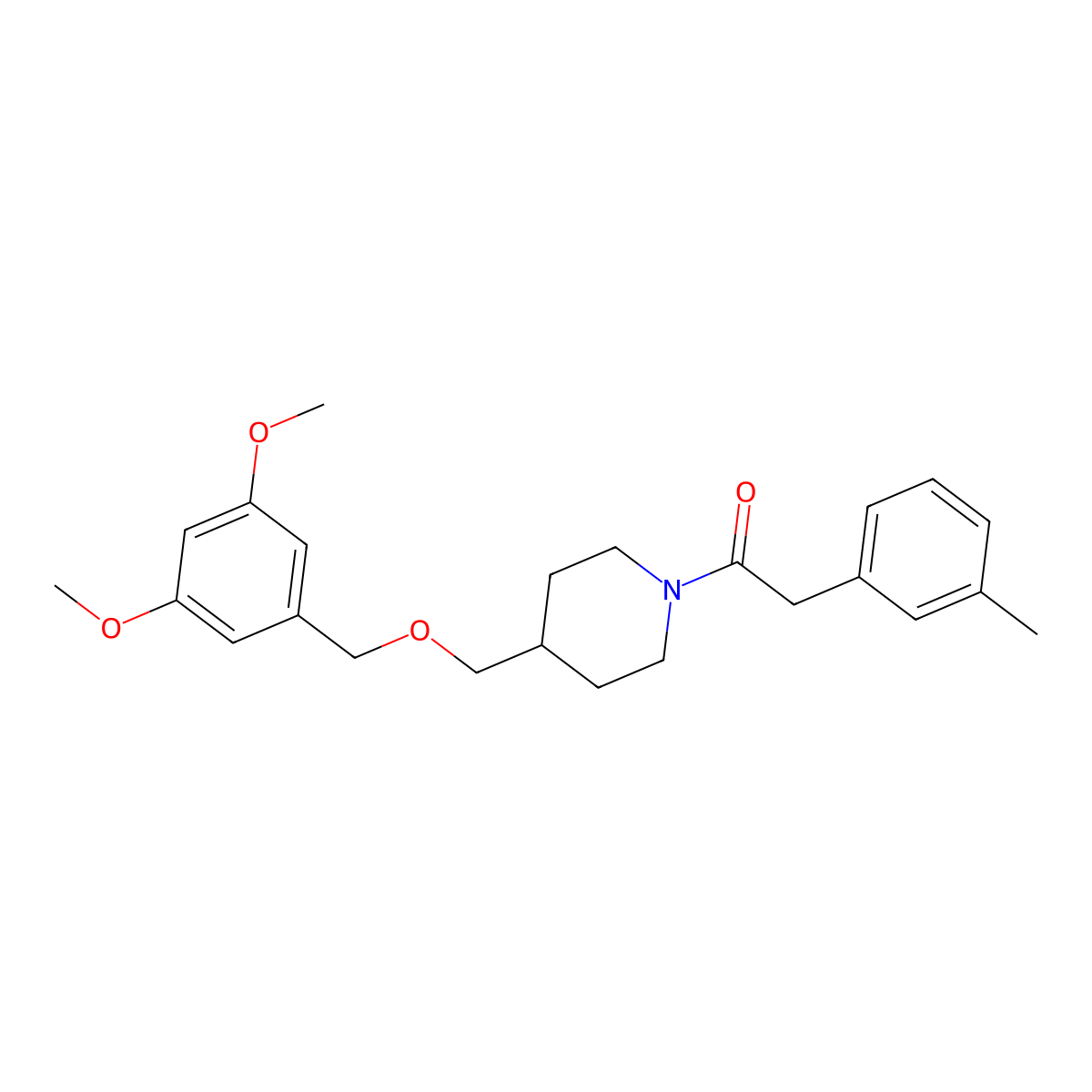 1-(4-(((3,5-Dimethoxybenzyl)oxy)methyl)piperidin-1-yl)-2-(m-tolyl)ethanone molecular structure, CAS 1396844-12-4