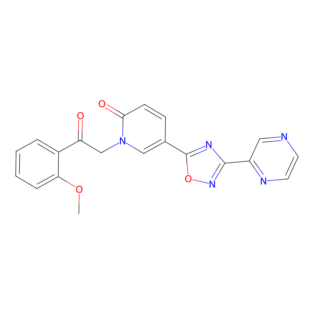 1-(2-(2-methoxyphenyl)-2-oxoethyl)-5-(3-(pyrazin-2-yl)-1,2,4-oxadiazol-5-yl)pyridin-2(1H)-one molecular structure, CAS 1396844-14-6