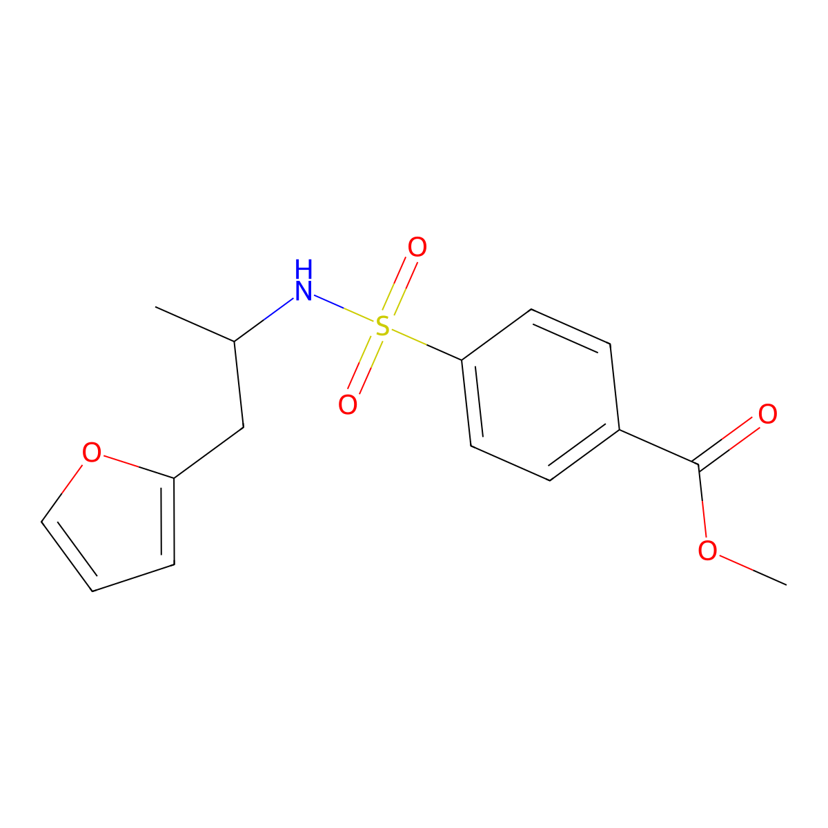 methyl 4-(N-(1-(furan-2-yl)propan-2-yl)sulfamoyl)benzoate molecular structure, CAS 1396844-15-7