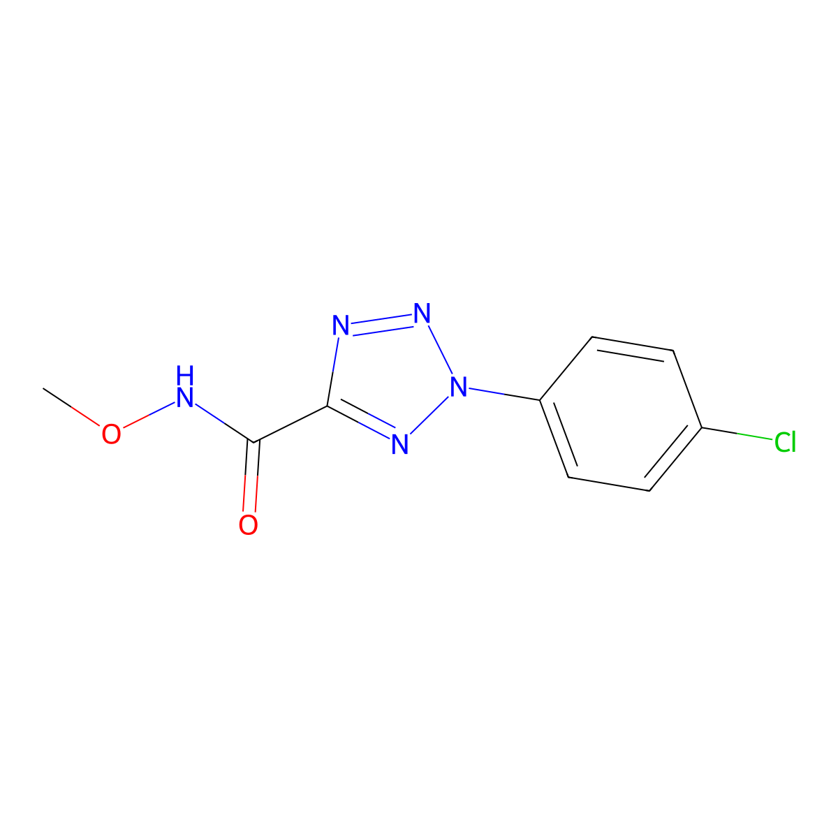 2-(4-chlorophenyl)-N-methoxy-2H-tetrazole-5-carboxamide molecular structure, CAS 1396844-18-0