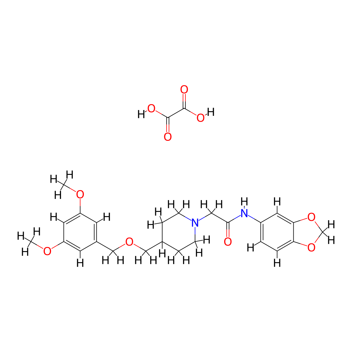 N-(benzo[d][1,3]dioxol-5-yl)-2-(4-(((3,5-dimethoxybenzyl)oxy)methyl)piperidin-1-yl)acetamide oxalate molecular structure, CAS 1396844-24-8