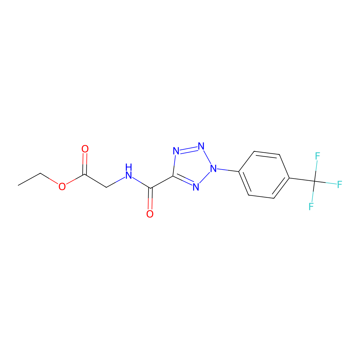 ethyl 2-(2-(4-(trifluoromethyl)phenyl)-2H-tetrazole-5-carboxamido)acetate molecular structure, CAS 1396844-37-3