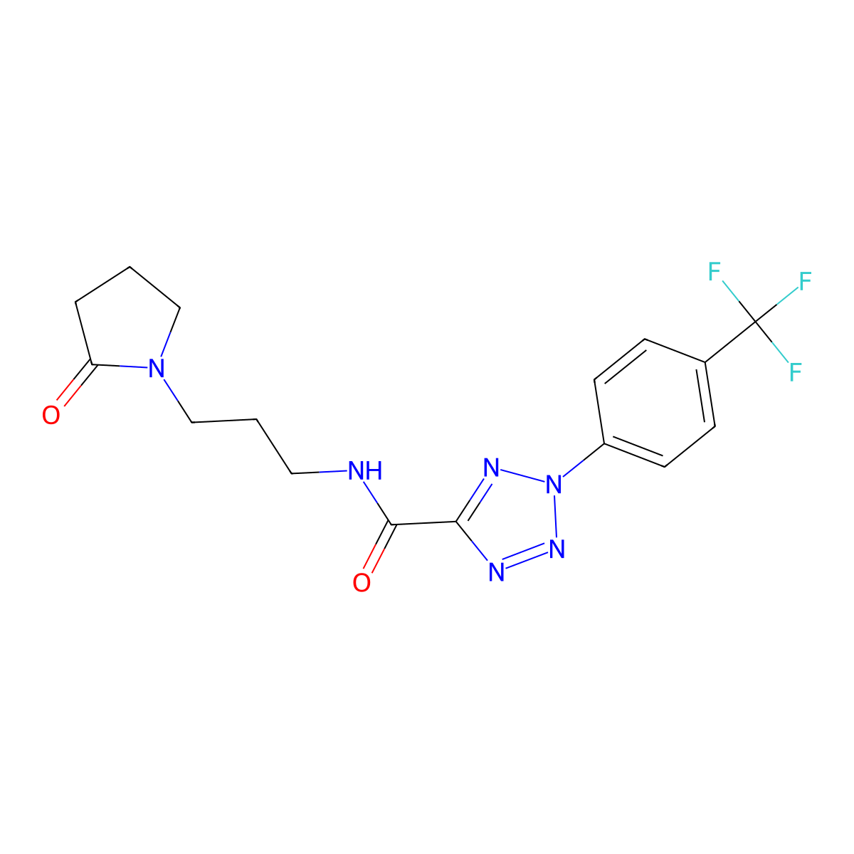 N-(3-(2-oxopyrrolidin-1-yl)propyl)-2-(4-(trifluoromethyl)phenyl)-2H-tetrazole-5-carboxamide molecular structure, CAS 1396844-45-3
