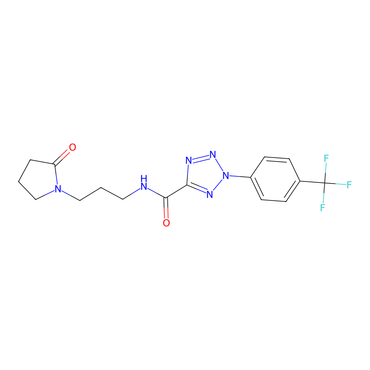 N-(3-(2-oxopyrrolidin-1-yl)propyl)-2-(4-(trifluoromethyl)phenyl)-2H-tetrazole-5-carboxamide molecular structure, CAS 1396844-45-3