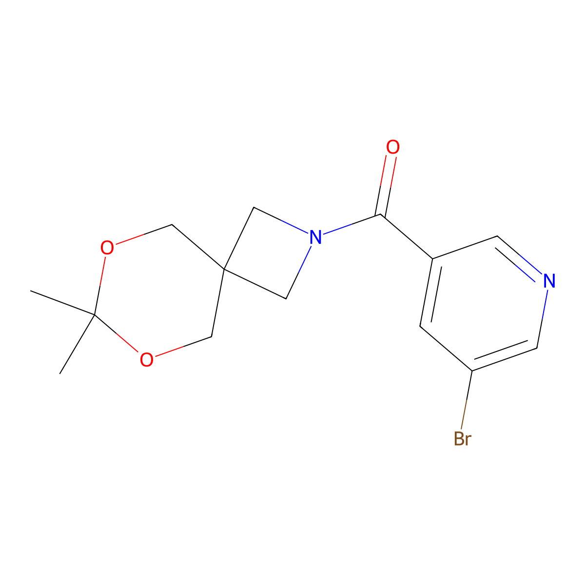 (5-Bromopyridin-3-yl)(7,7-dimethyl-6,8-dioxa-2-azaspiro[3.5]nonan-2-yl)methanone molecular structure, CAS 1396844-49-7