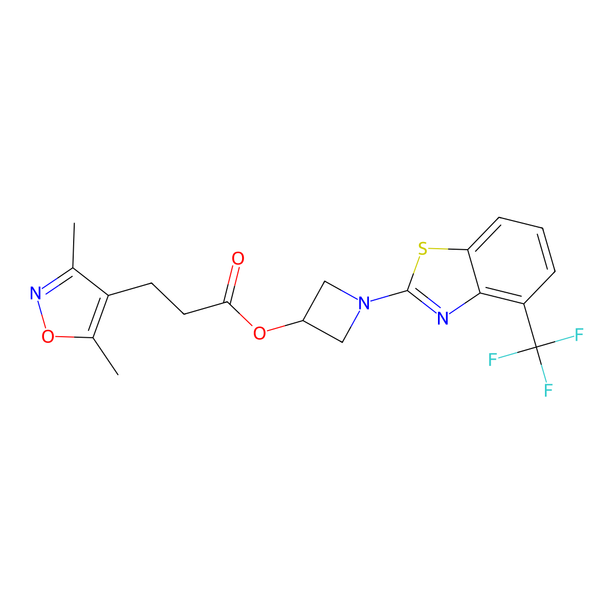 1-(4-(Trifluoromethyl)benzo[d]thiazol-2-yl)azetidin-3-yl 3-(3,5-dimethylisoxazol-4-yl)propanoate molecular structure, CAS 1396844-51-1
