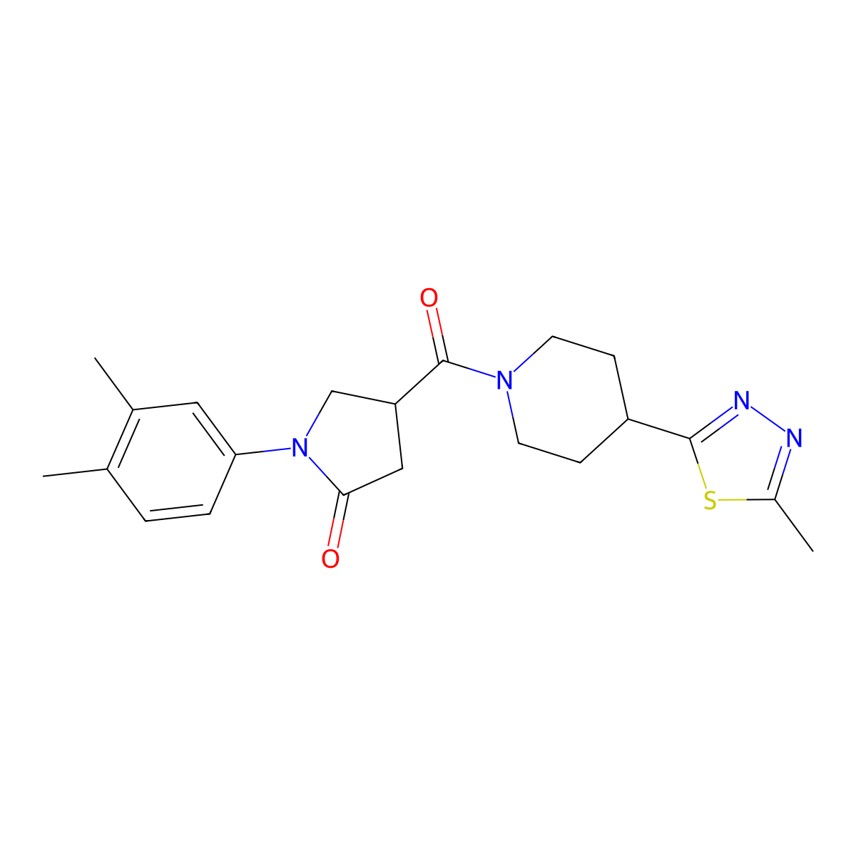 1-(3,4-Dimethylphenyl)-4-[4-(5-methyl-1,3,4-thiadiazol-2-yl)piperidine-1-carbonyl]pyrrolidin-2-one molecular structure, CAS 1396844-53-3