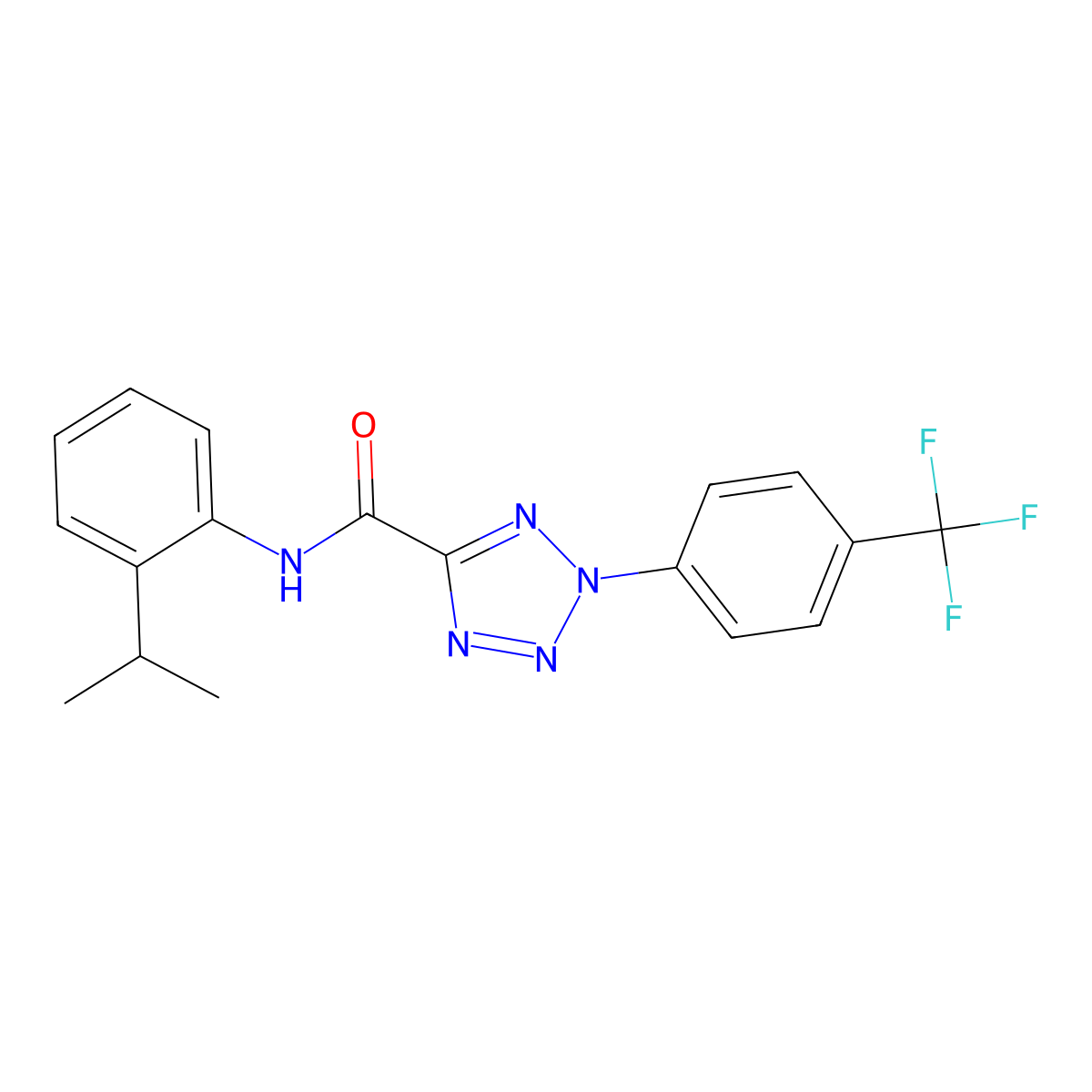 N-(2-isopropylphenyl)-2-(4-(trifluoromethyl)phenyl)-2H-tetrazole-5-carboxamide molecular structure, CAS 1396844-63-5