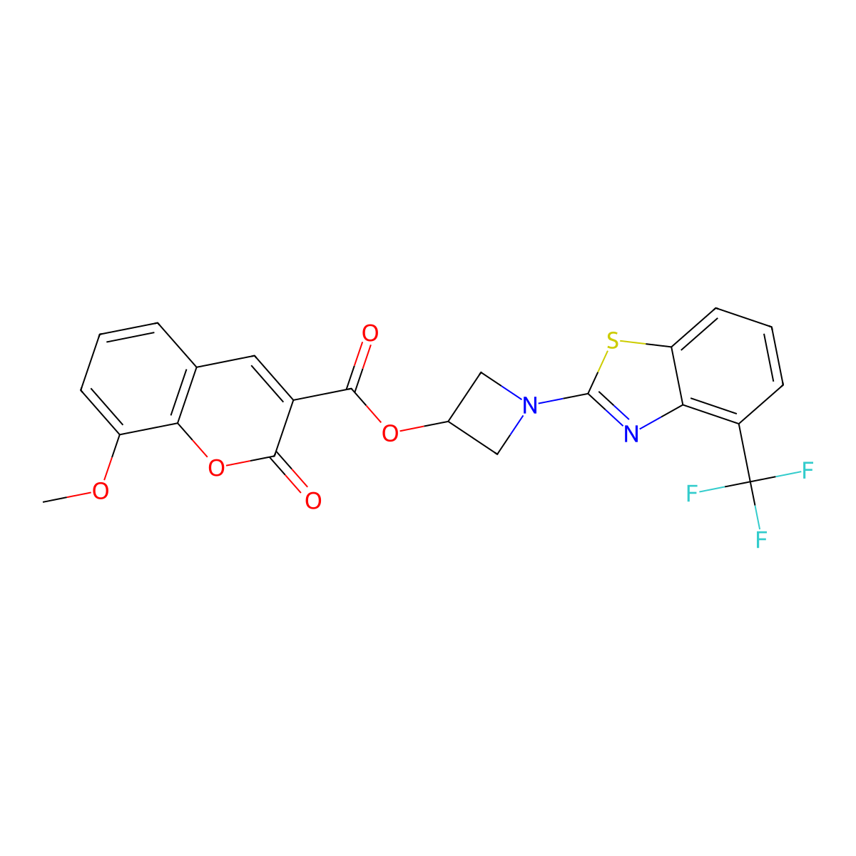 1-(4-(trifluoromethyl)benzo[d]thiazol-2-yl)azetidin-3-yl 8-methoxy-2-oxo-2H-chromene-3-carboxylate molecular structure, CAS 1396844-64-6