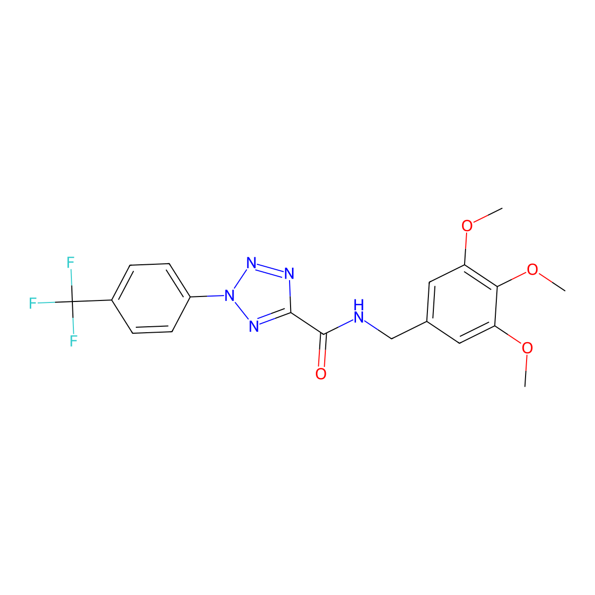 2-(4-(trifluoromethyl)phenyl)-N-(3,4,5-trimethoxybenzyl)-2H-tetrazole-5-carboxamide molecular structure, CAS 1396844-74-8