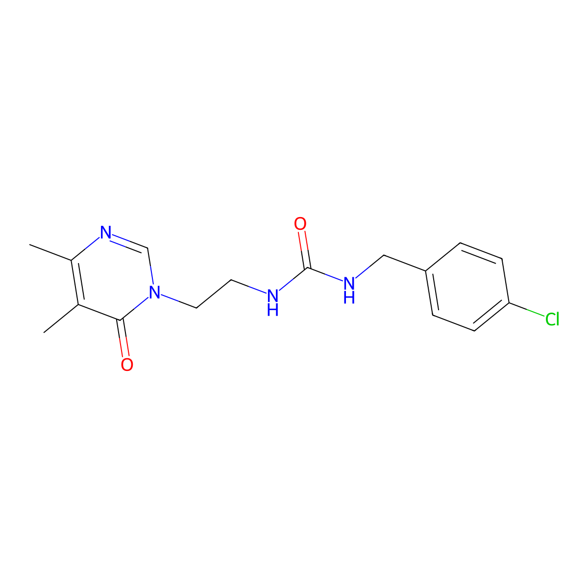 1-(4-chlorobenzyl)-3-(2-(4,5-dimethyl-6-oxopyrimidin-1(6H)-yl)ethyl)urea molecular structure, CAS 1396844-82-8