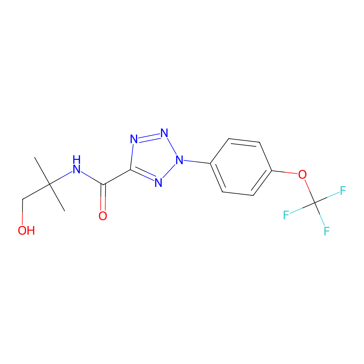 N-(1-hydroxy-2-methylpropan-2-yl)-2-(4-(trifluoromethoxy)phenyl)-2H-tetrazole-5-carboxamide molecular structure, CAS 1396844-89-5
