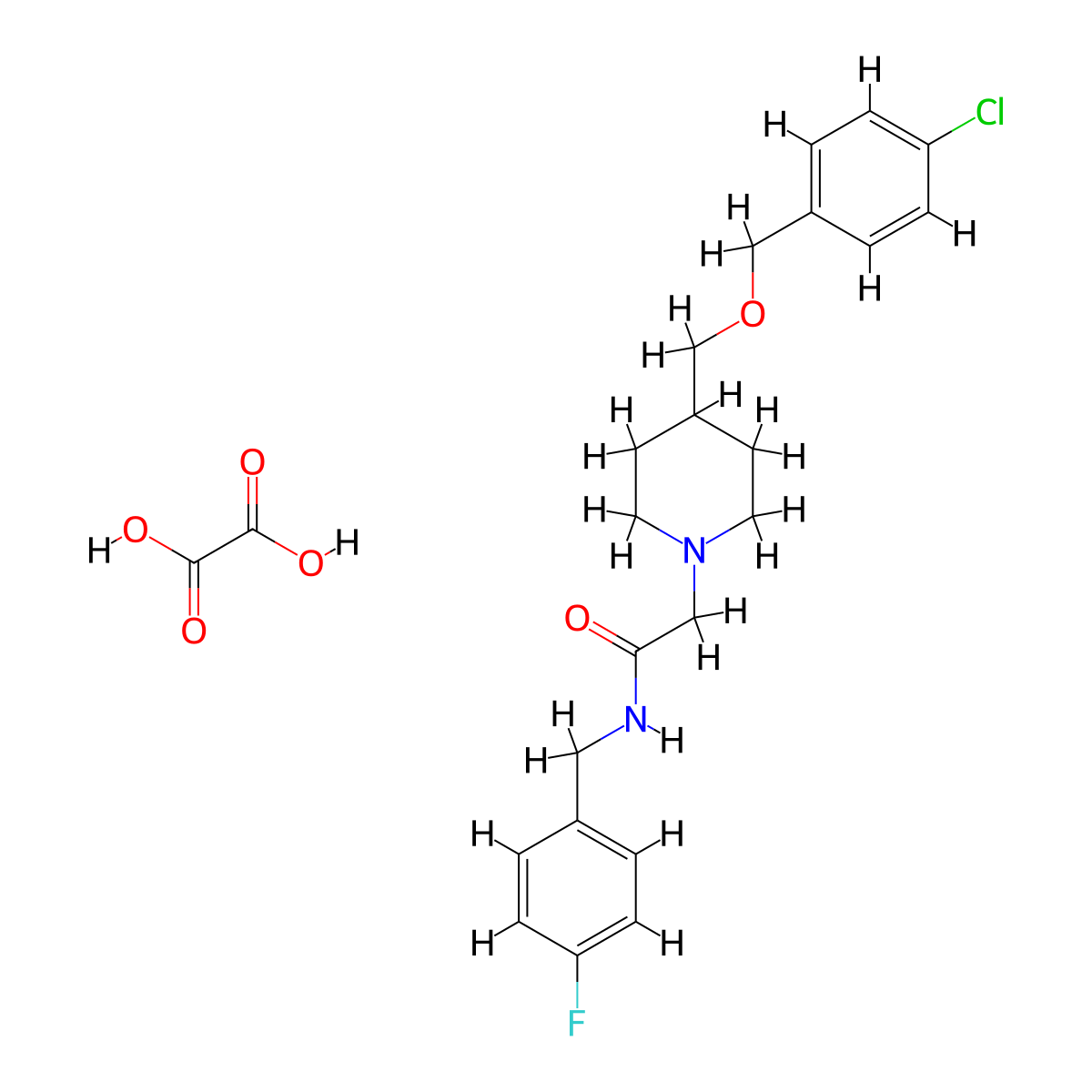 2-(4-(((4-chlorobenzyl)oxy)methyl)piperidin-1-yl)-N-(4-fluorobenzyl)acetamide oxalate molecular structure, CAS 1396844-92-0