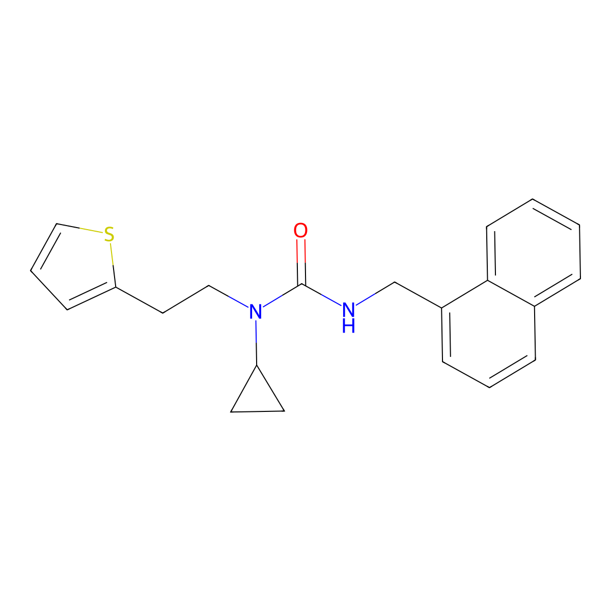 1-Cyclopropyl-3-(naphthalen-1-ylmethyl)-1-(2-(thiophen-2-yl)ethyl)urea molecular structure, CAS 1396844-93-1