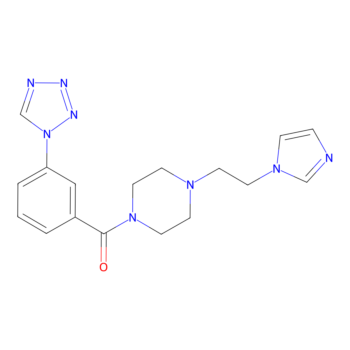 (4-(2-(1H-imidazol-1-yl)ethyl)piperazin-1-yl)(3-(1H-tetrazol-1-yl)phenyl)methanone molecular structure, CAS 1396845-04-7