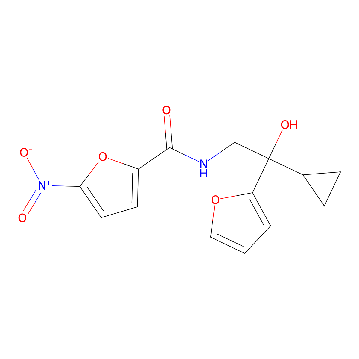 N-[2-cyclopropyl-2-(furan-2-yl)-2-hydroxyethyl]-5-nitrofuran-2-carboxamide molecular structure, CAS 1396845-08-1