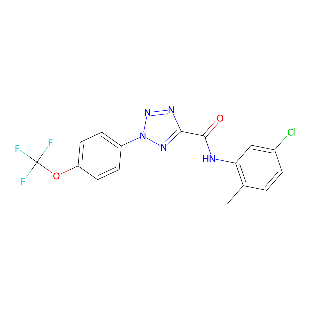N-(5-chloro-2-methylphenyl)-2-(4-(trifluoromethoxy)phenyl)-2H-tetrazole-5-carboxamide molecular structure, CAS 1396845-09-2