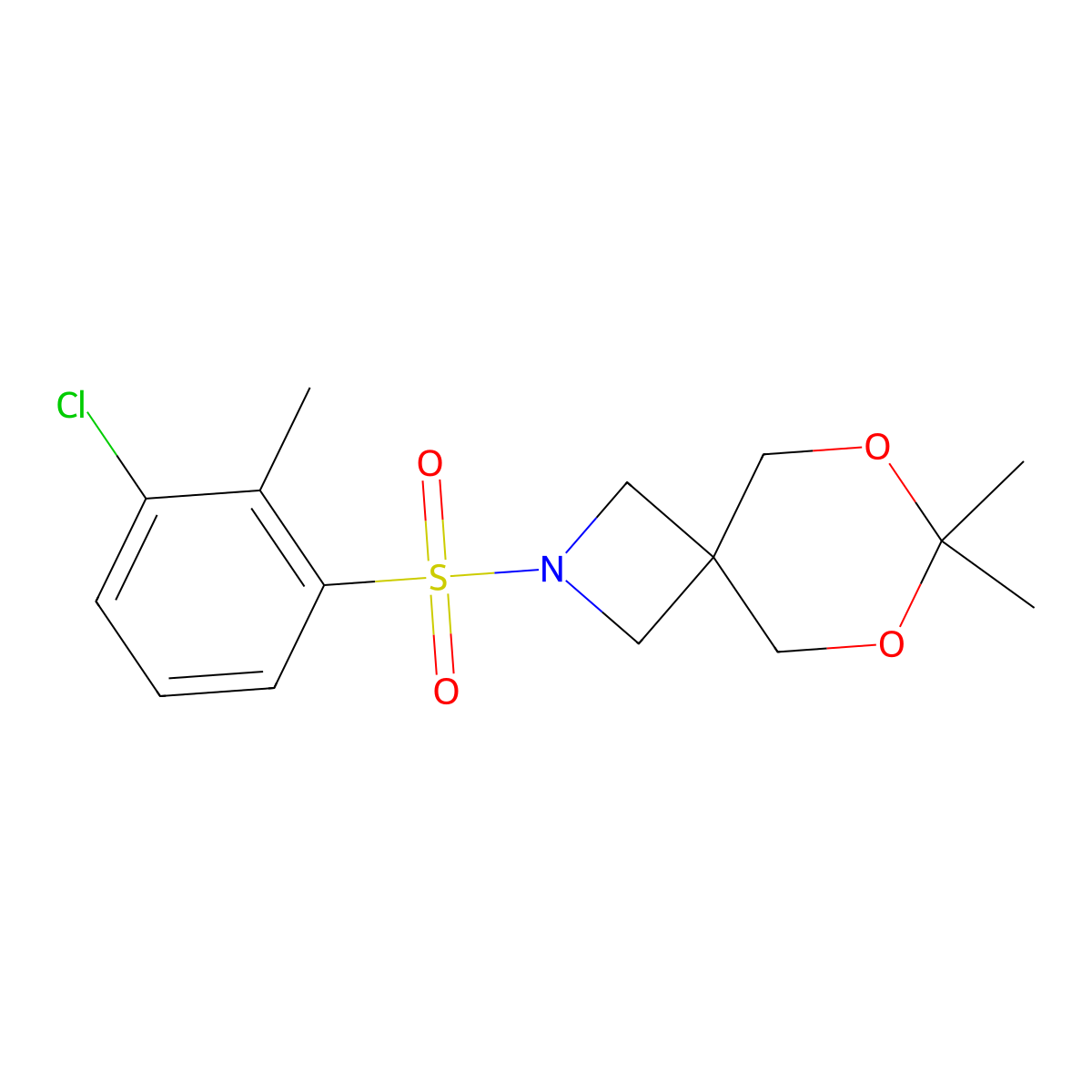 2-((3-Chloro-2-methylphenyl)sulfonyl)-7,7-dimethyl-6,8-dioxa-2-azaspiro[3.5]nonane molecular structure, CAS 1396845-10-5