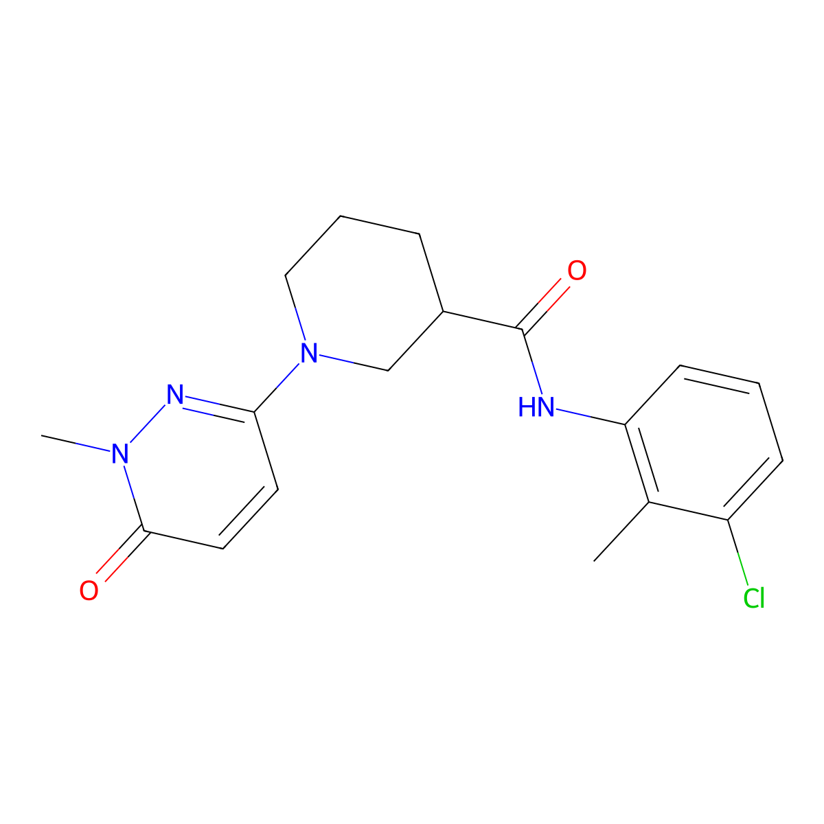 N-(3-chloro-2-methylphenyl)-1-(1-methyl-6-oxo-1,6-dihydropyridazin-3-yl)piperidine-3-carboxamide molecular structure, CAS 1396845-15-0
