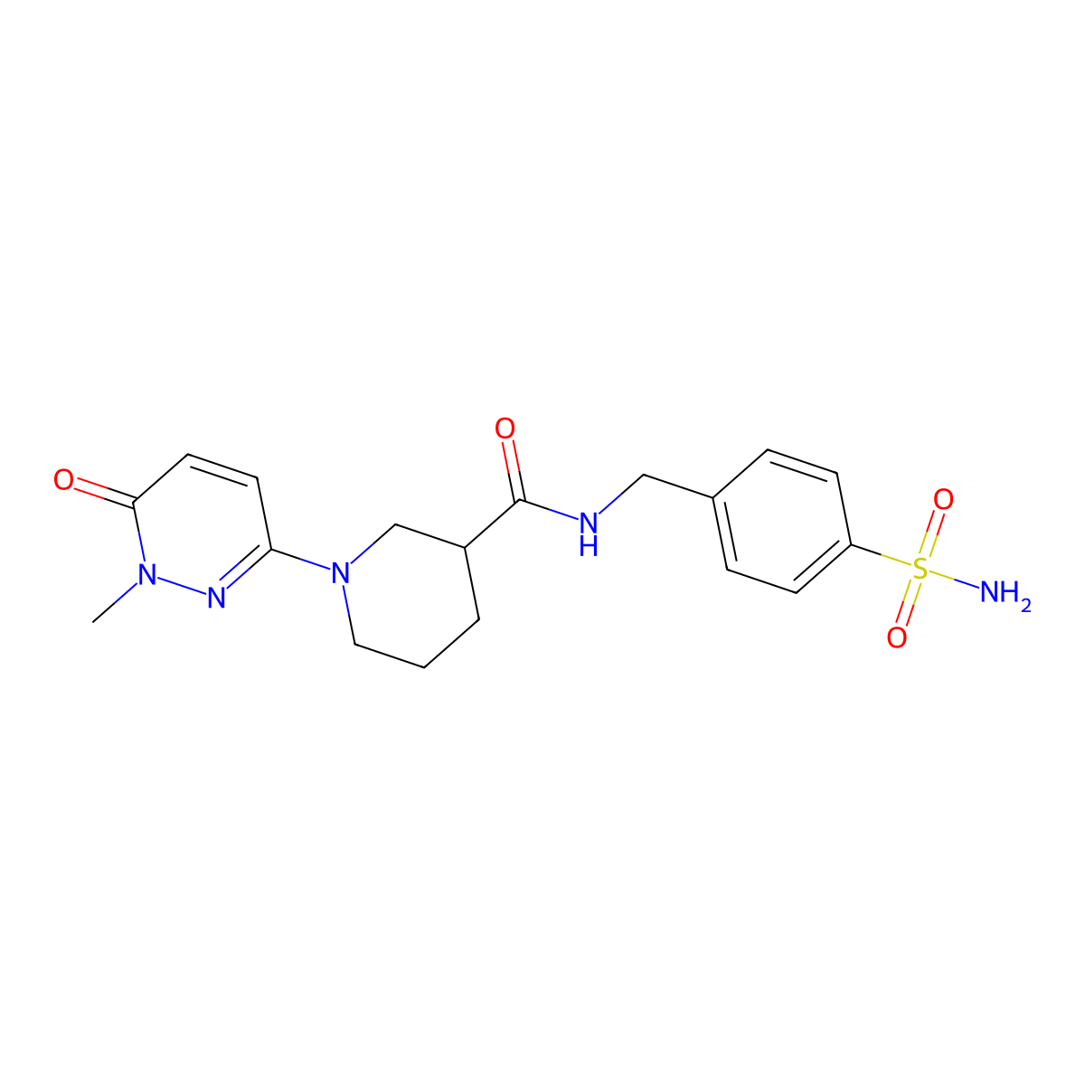 1-(1-methyl-6-oxo-1,6-dihydropyridazin-3-yl)-N-(4-sulfamoylbenzyl)piperidine-3-carboxamide molecular structure, CAS 1396845-22-9