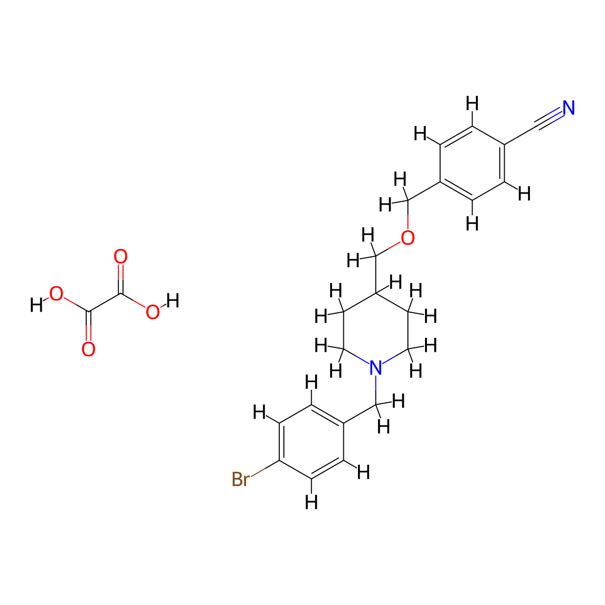 4-(((1-(4-Bromobenzyl)piperidin-4-yl)methoxy)methyl)benzonitrile oxalate molecular structure, CAS 1396845-26-3