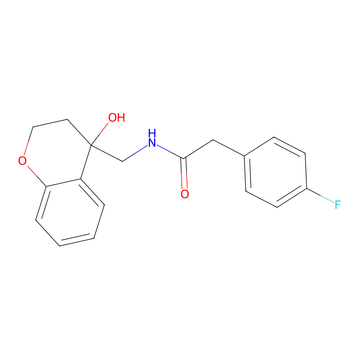 2-(4-fluorophenyl)-N-((4-hydroxychroman-4-yl)methyl)acetamide molecular structure, CAS 1396845-27-4