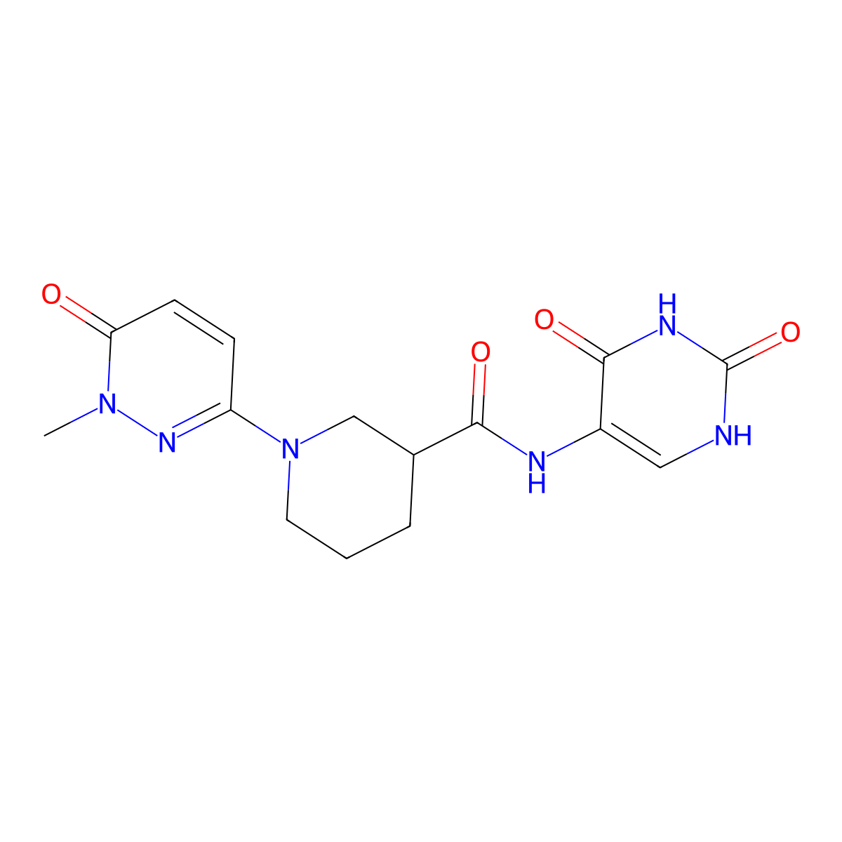 N-(2,4-dioxo-1,2,3,4-tetrahydropyrimidin-5-yl)-1-(1-methyl-6-oxo-1,6-dihydropyridazin-3-yl)piperidine-3-carboxamide molecular structure, CAS 1396845-32-1
