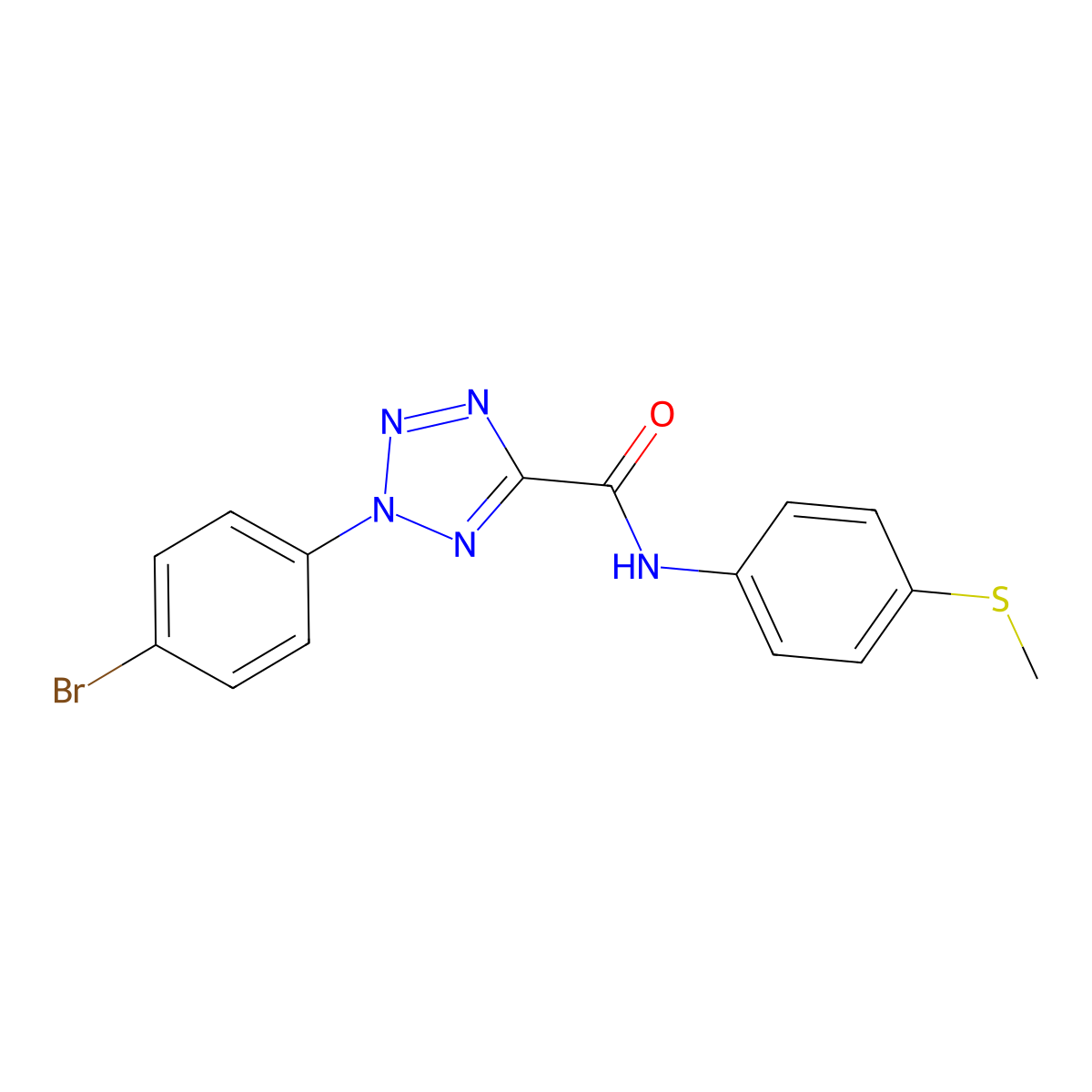 2-(4-bromophenyl)-N-[4-(methylsulfanyl)phenyl]-2H-1,2,3,4-tetrazole-5-carboxamide molecular structure, CAS 1396845-34-3