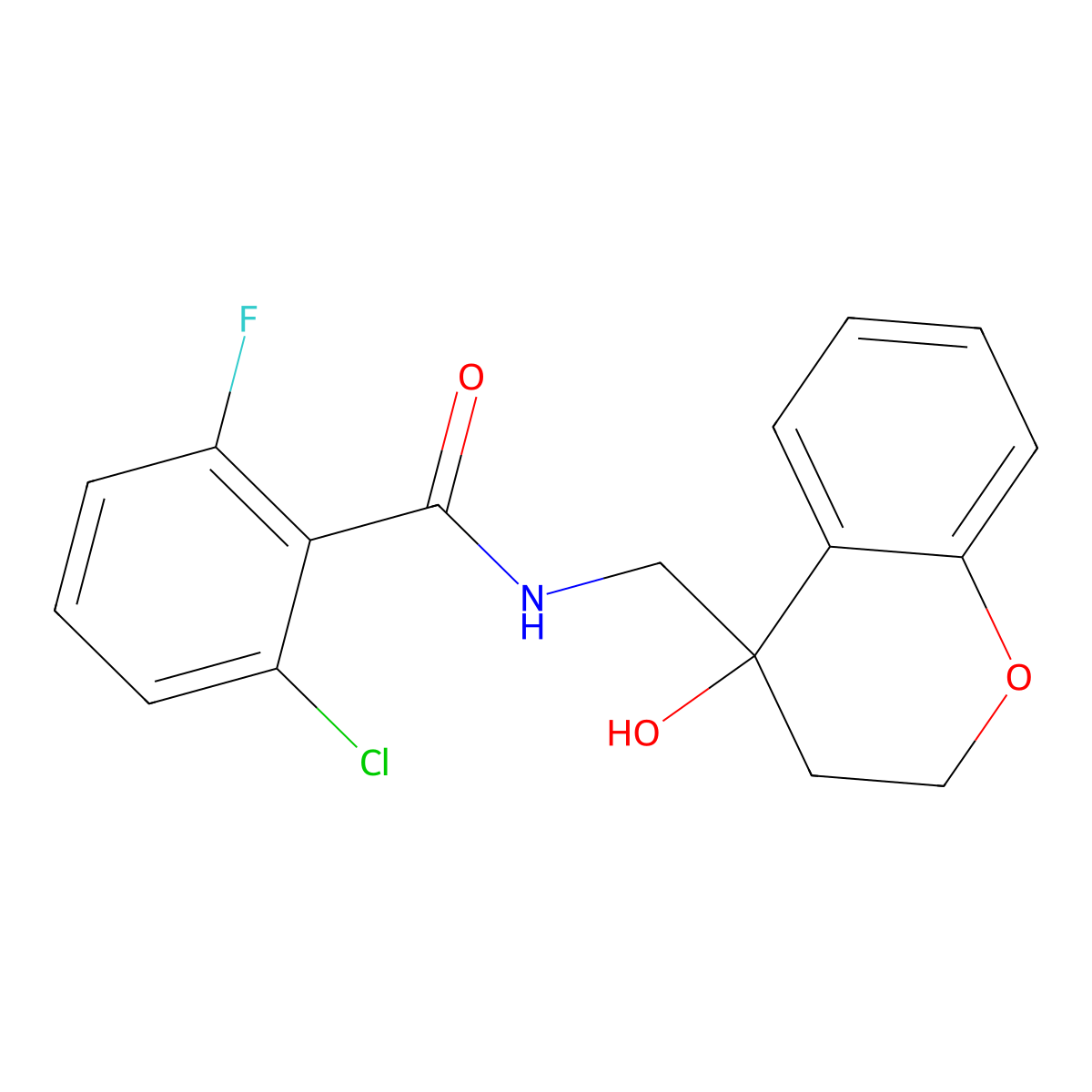 2-chloro-6-fluoro-N-((4-hydroxychroman-4-yl)methyl)benzamide molecular structure, CAS 1396845-36-5